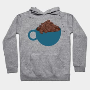 Coffee. Cup Of Bean. Retro Teal Cup Graphic Hoodie